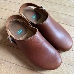 MIA Shoes Swedish Brown Leather Clogs Size EU 39
